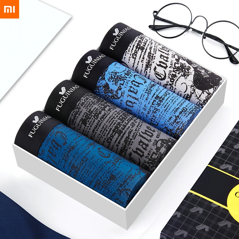4 шт./лот Xiaomi Mijia Мужское нижнее белье боксеры хлопковые Модные мужские трусы с