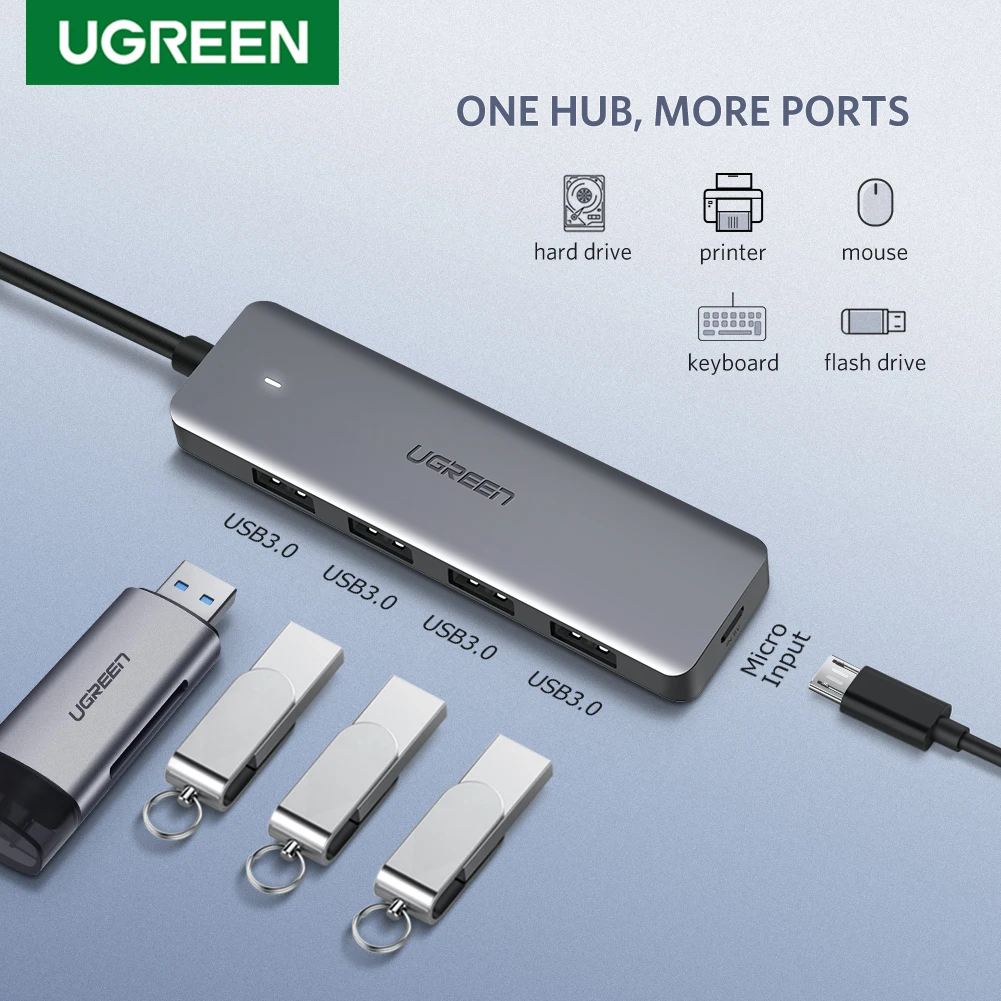 Ugreen Multi USB 3.0 HUB Splitter 4 порта с Micro charge для MacBook Surface Pro Computer Accessories | Компьютеры и офис