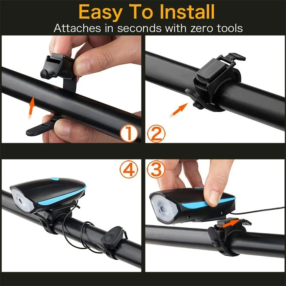 

Bicycle Bell USB Charging Flashlight Bike Horn Light Headlight Cycling Multifunction Ultra Bright Electric 120db Horn Bell