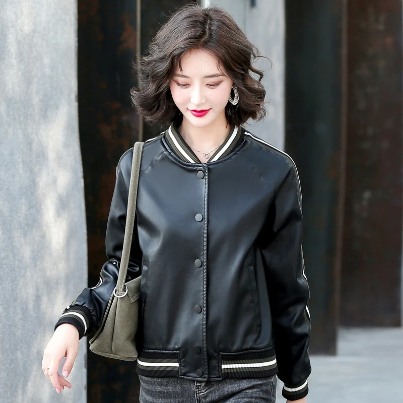 

New Arrival Autumn Faux Leather Jacket Women Moto Biker Jacket Street Single Breasted Short Pu Leather Coat Ladies Outerwear