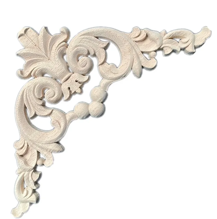 

2pcsset Wood Carved Corner Onlay Applique Unpainted Frame Cupboard Cabinet Decal For Home Furniture Decoration