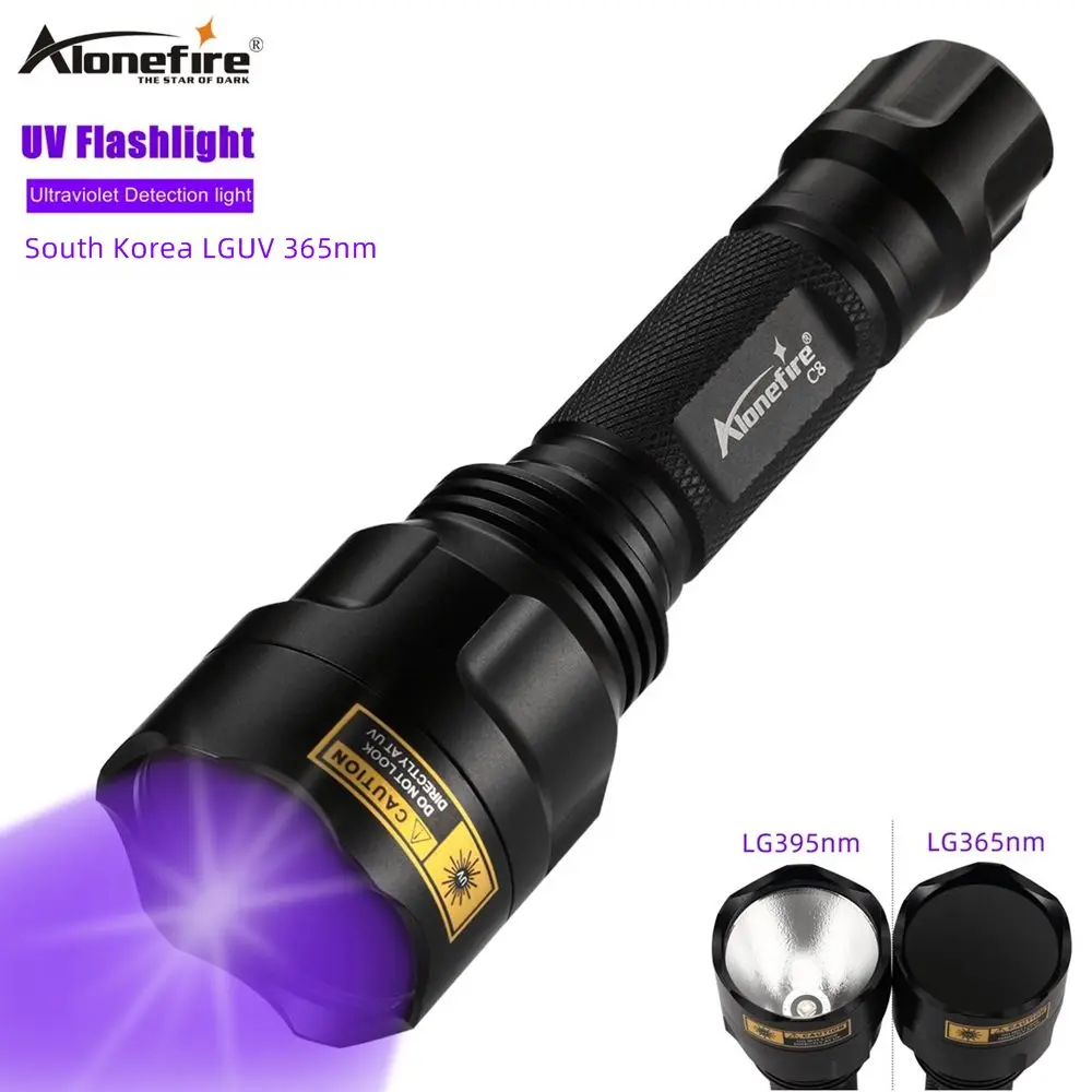 Alonefire C8 LGUV УФ фонарик светильник черный 365 нм/395nm черного ультрафиолетового