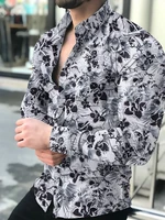 mens shirt long sleeve hawaiian social luxury button up cardigan blouses wholesale 2021single breasted turn down collar broad