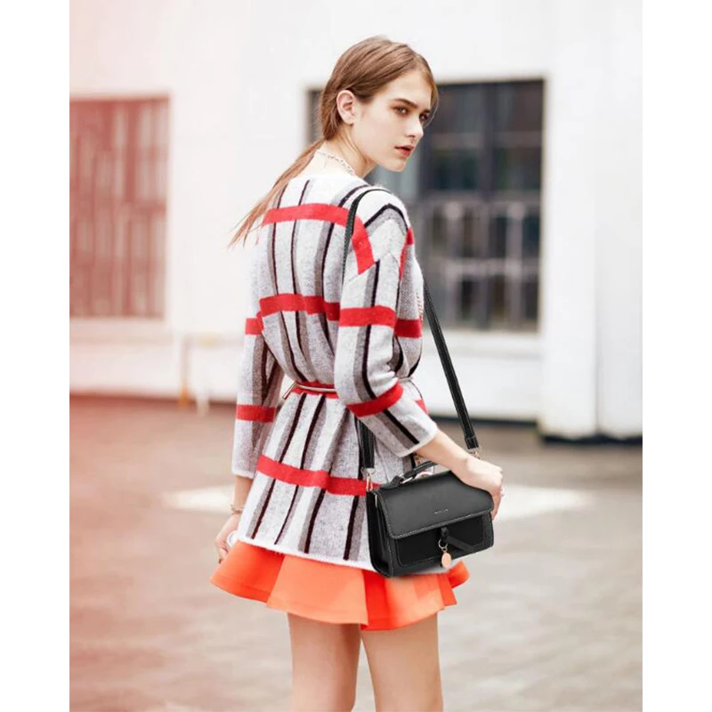 

Pu Leather Small Cross Body Bag for Woman Messenger Bag Female Satchel Hasp Black