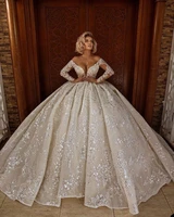 gorgeous off shoulder wedding gown long sleeves bridal gown sequins and appliques custom made bridal dress vestido de novia