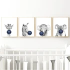 Плакаты Детские в скандинавском стиле, брезентовые картины со слоном, жирафом, морским пузырем, принтом животных, декор для детской комнаты