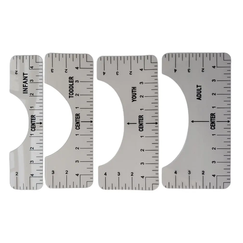 

4 Pcs T-Shirt Alignment Tool Tshirt Ruler Guide Tool Guide Size Chart Ruler Guide For Sublimation For Clothing Shop