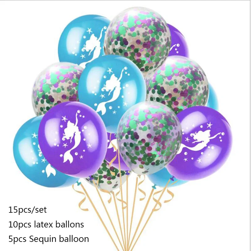 15pcs ballons 3 шт Русалочка хвост бумажный мешок детский душ вечерние экологически чистые крафт бумажный подарочный пакет мешок для русалки тема вечерние поставки - Цвет: 15pcs ballons