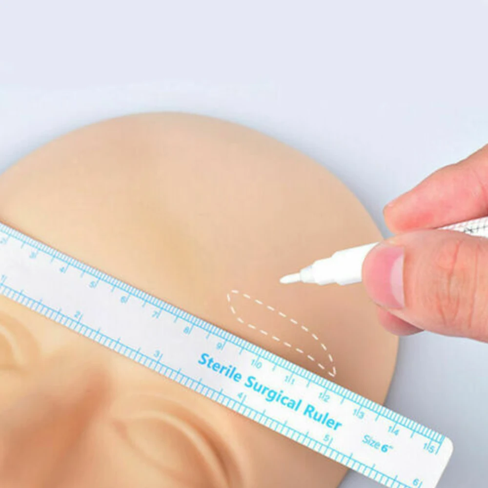 

White Microblading Surgical Skin Marker Pen Tattoo Makeup Outliner Tattoo Marking Positioning Measure Ruler Tool