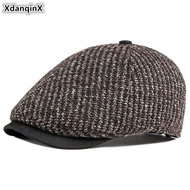 

XdanqinX Autumn Winter Men's Hats Thick Warm Berets 2019 New Fashion Men Retro Brands Cap Snapback Cap Tongue Caps Dad's Hat