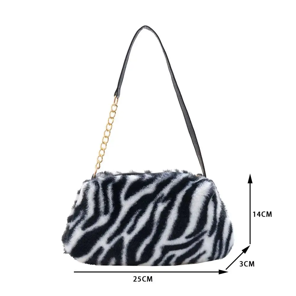 

Vintage Women Handbags Shoulder Bags Fashionable Milk Cow Pattern Bags Ladies Underarm Bags Plush Cute 2021 Bags