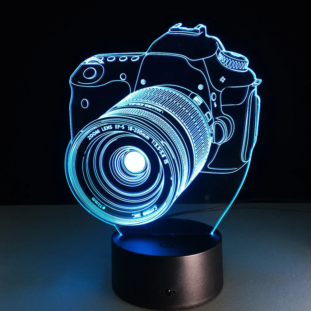 Подарок для подруги бойфренда 7 цветов Изменение 3D Голограмма камера лампы вечерние Подарок на годовщину подарок на день Святого Валентина