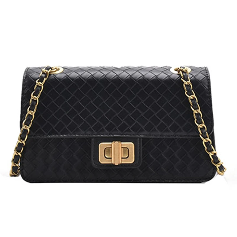 

Woven Handbag Square Crossbody Bag 2021 Fashion New High Quality PU Leather Women's Designer Handbag Chain Shoulder Bag