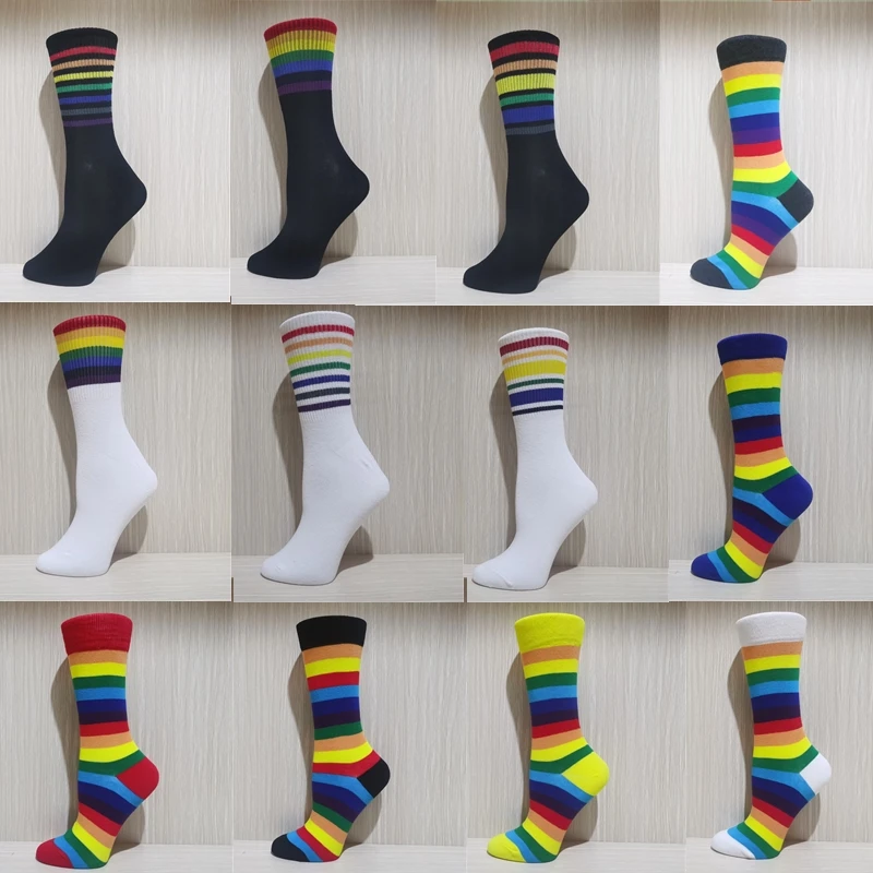 

Woman socks Harajuku style fashion street colorful hip hop socks Korean women's style candy color skateboard rainbow socks