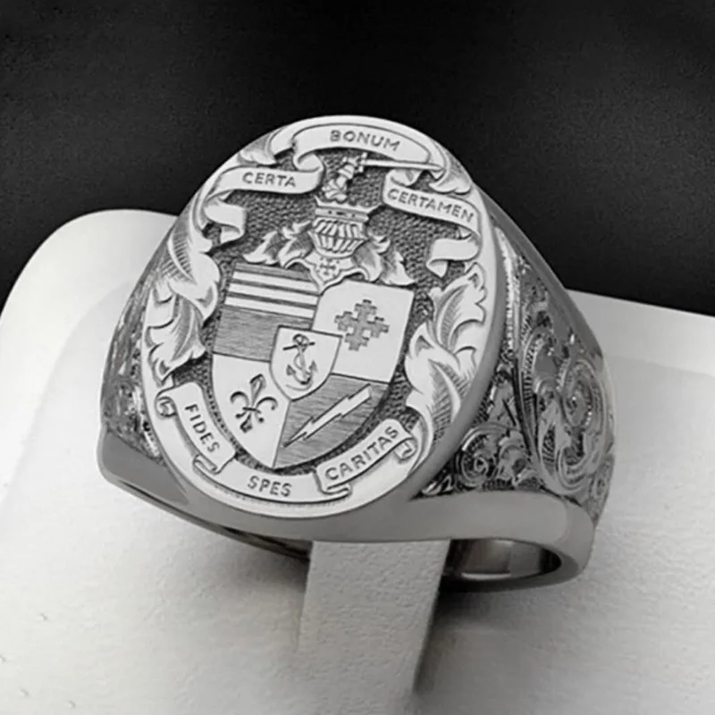 Luxury Handmade Carved Palace Pattern Rings for Men Women Vintage Gold Silver Color Signet Biker Ring Anniversary Gifts Jewelry