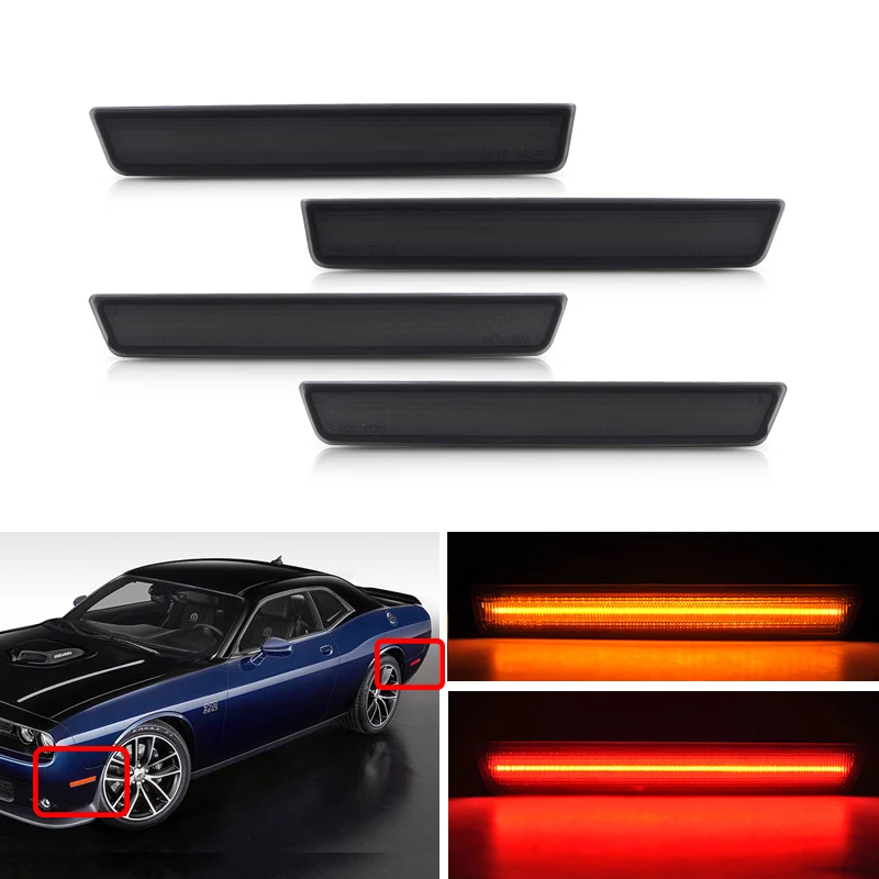 Копченый F &amp R светодиодные боковые габаритные огни подсветка для Dodge Challenger 2015-2019