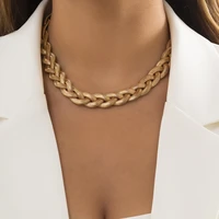 lacteo vintage gold color twisted flat snake choker necklaces for women fashion clavicle thick chunky chain necklace jewelry new