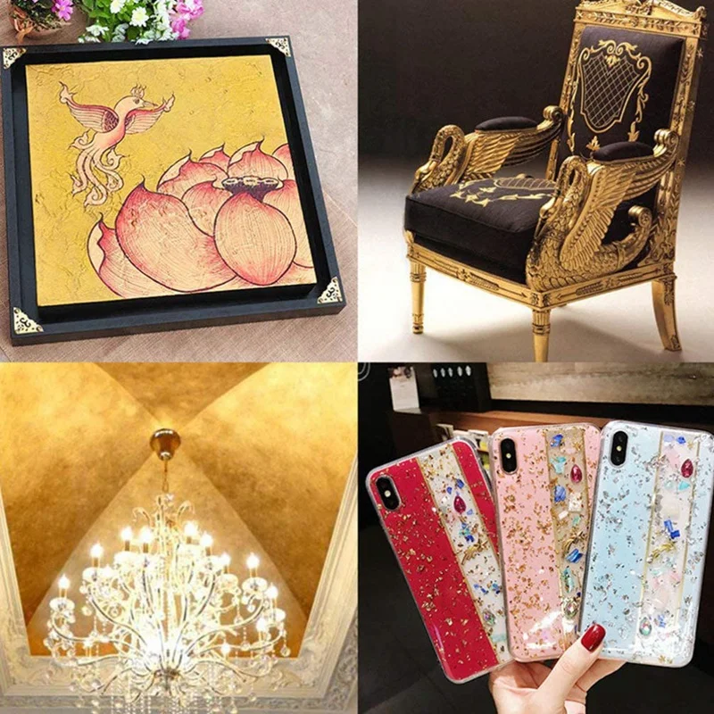 3 шт металлическая фольга бумага Серебро Золото листья хлопья для DIY ремесло