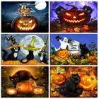 Алмазная 5D картина с полным заполнением, подарок на Хэллоуин, сделай сам, животное, кот, вышивка крестиком, квадратная мозаика, украшение для дома