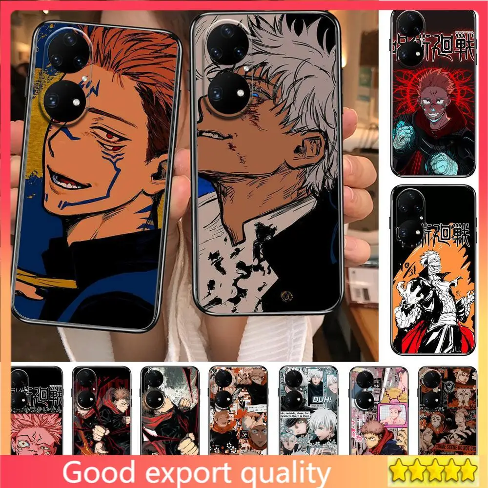 

anime Jujutsu Kaisen Phone Case For Huawei p50 P40 p30 P20 10 9 8 Lite E Pro Plus Black Etui Coque Painting Hoesjes comic fas