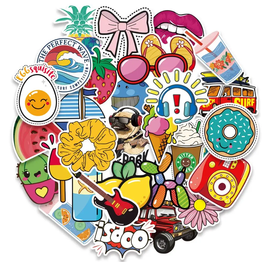 50 шт. Мультяшные наклейки VSCO для девочек милые аниме ноутбука чемодана