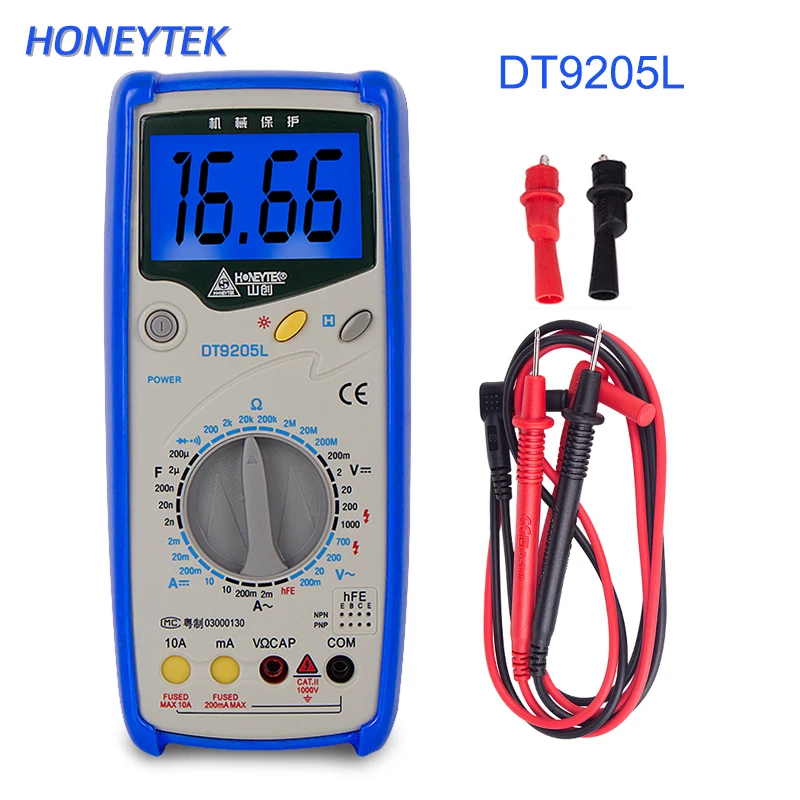 HONEYTEK DT9205 мультиметр Цифровой Профессиональный AC DC ЖК-дисплей электрический мультиметр Ручной тестер метр Цифровой Multimetro