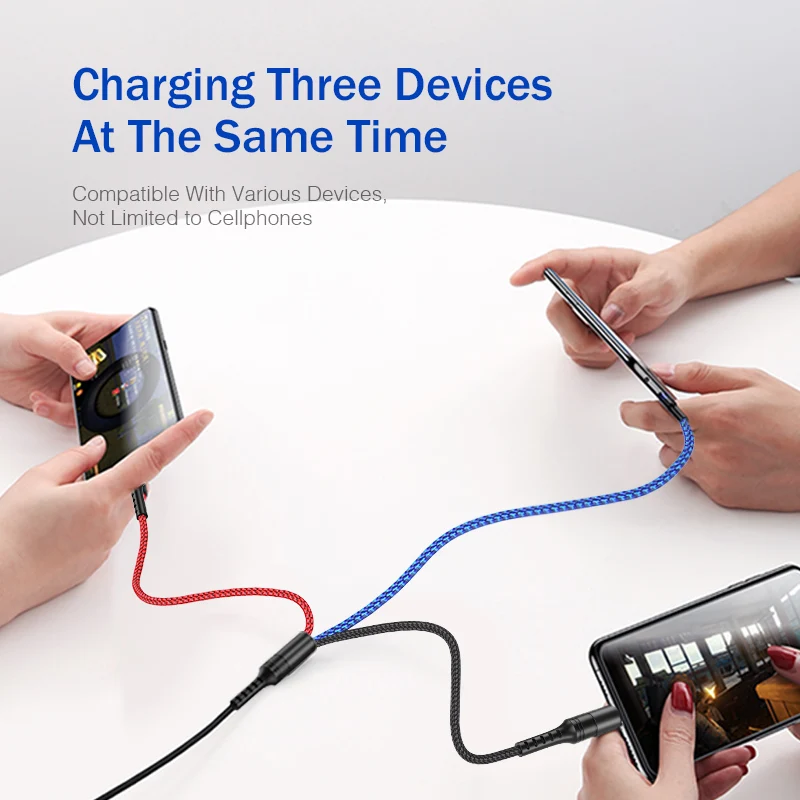 YKZ кабель для мобильного телефона 3 в 1 Micro USB кабель usb type-C кабель для зарядки для samsung Xiaomi huawei USB шнур для освещения
