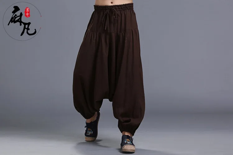 2020 Модные мужские весенние осенние льняные Хлопковые Штаны-шаровары уютные