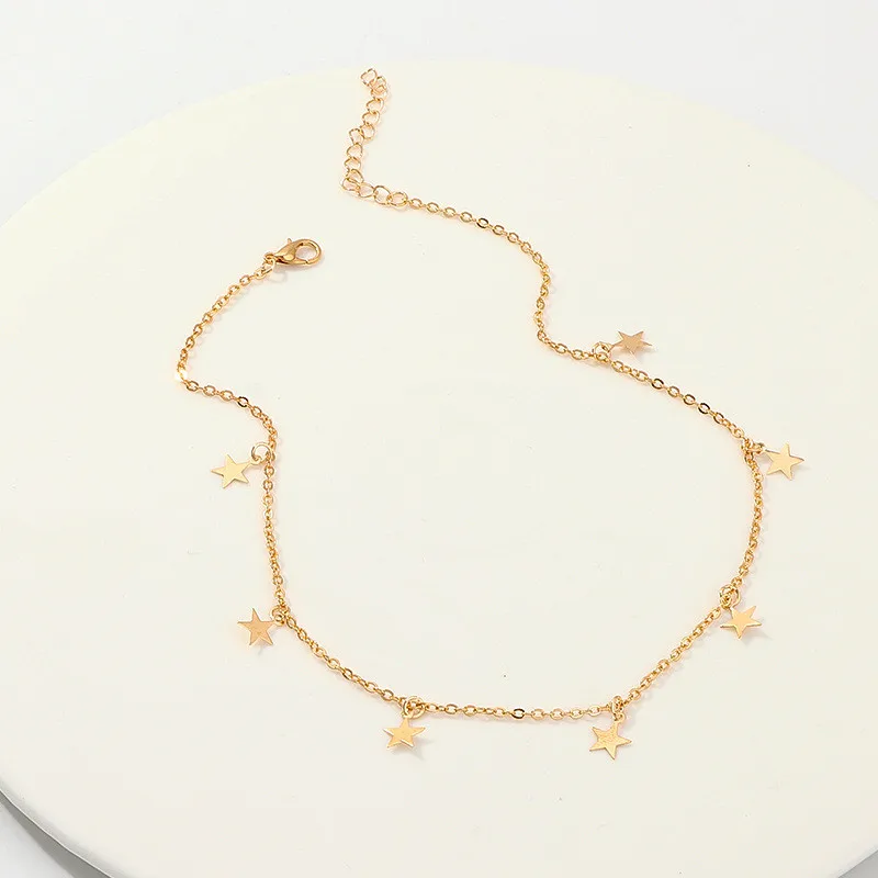 Золото Цвет звезда вечерние ожерелья с подвесками модная женская колье