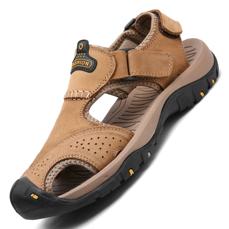 

Brand Summer Men's Sandals Genuine Leather Men Beach Roman Sandals Men Outdoor Shoes Slippers Sneakers Plus Size Hot Sale