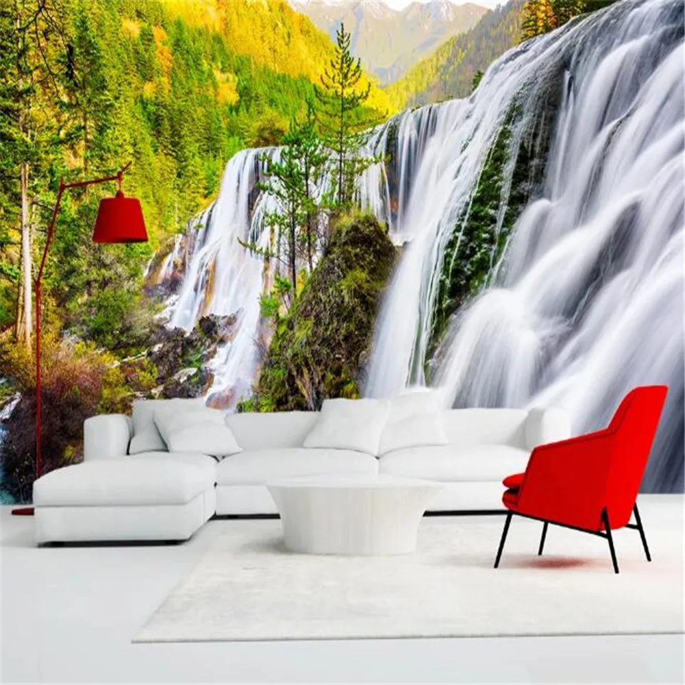 

milofi factory custom wallpaper mural 3D forest waterfall natural scenery background wallpaper mural