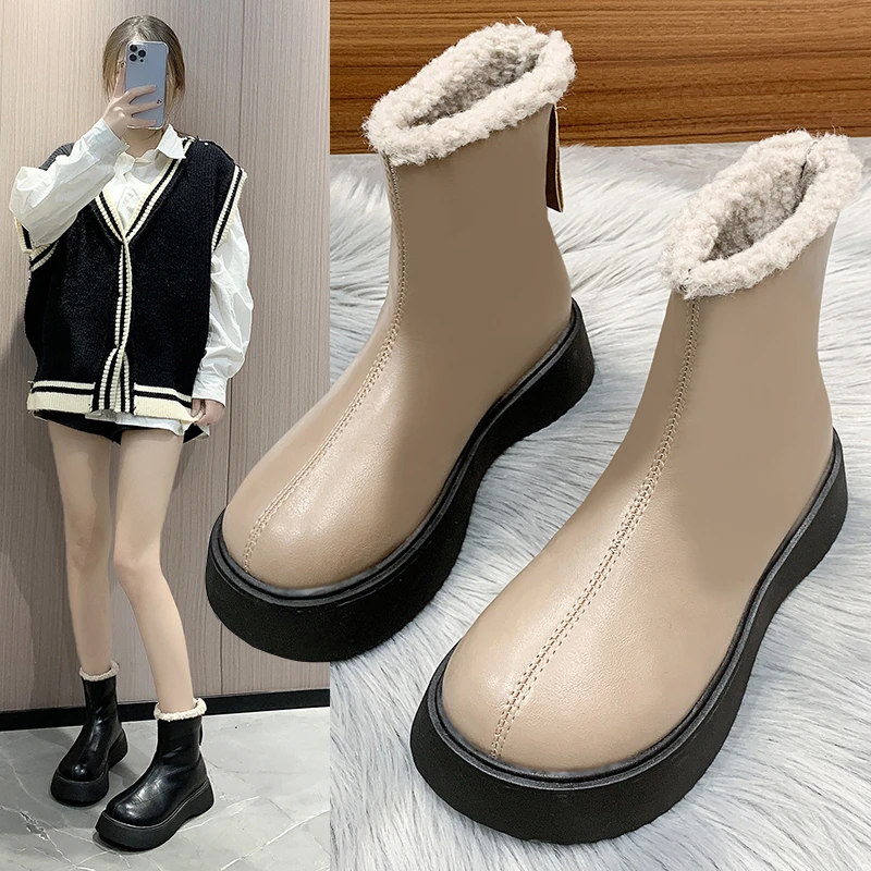 

Женские ботинки с круглым носком, роскошные дизайнерские зимние ботинки до середины икры, прорезиненная обувь в Стиле Лолита, рок, обувь на ...