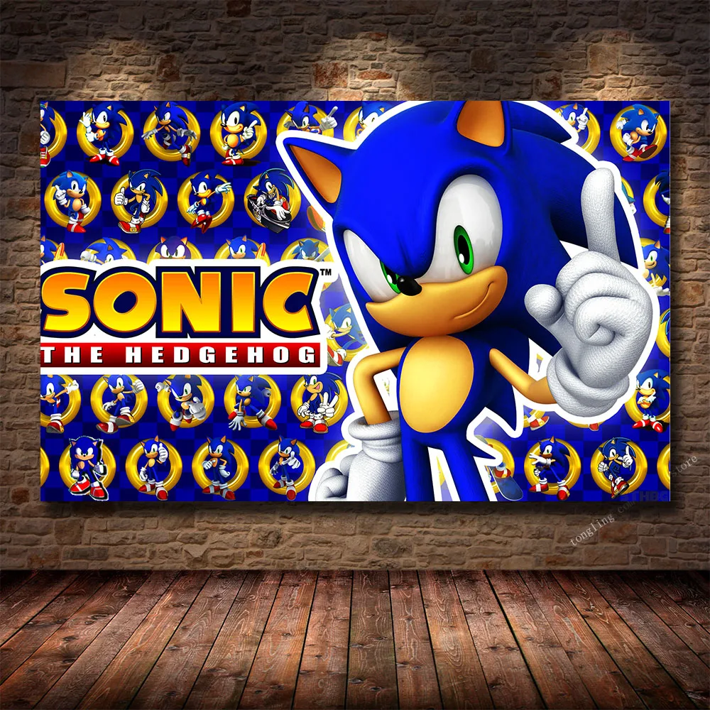 

Sonic Blue Flash Graffiti Cartoon Game Posters Wall Art Pictures Decorative Printed Canvas Paintings For Living Room Home Decor
