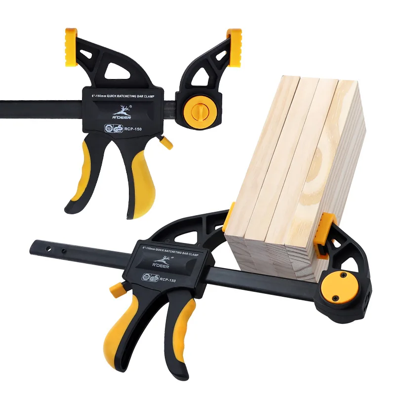 

6 Inch Wood Working Bar F Clamp Clamps Grip Ratchet Quick Release Fixed Home Tools Household F Shape Wood Working Clamp