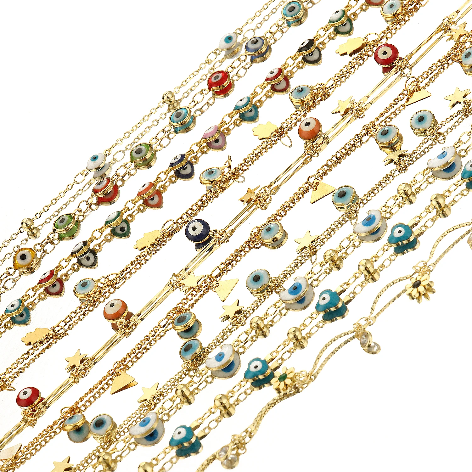 

1m/lot Metal Wire Wrapped Rosary Chain Devil Eyes Copper Chain For Bracelets Necklace Ankles Jewelry Making DIY Accessories