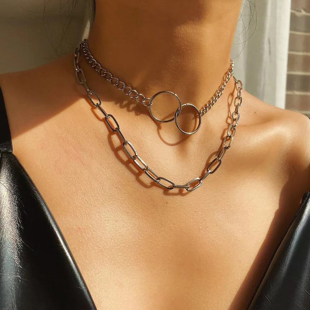 Ожерелье для женщин в бохемском стиле с двойным кругом и толстой цепью 2020 новинка - Продажа напрямую от производителя.