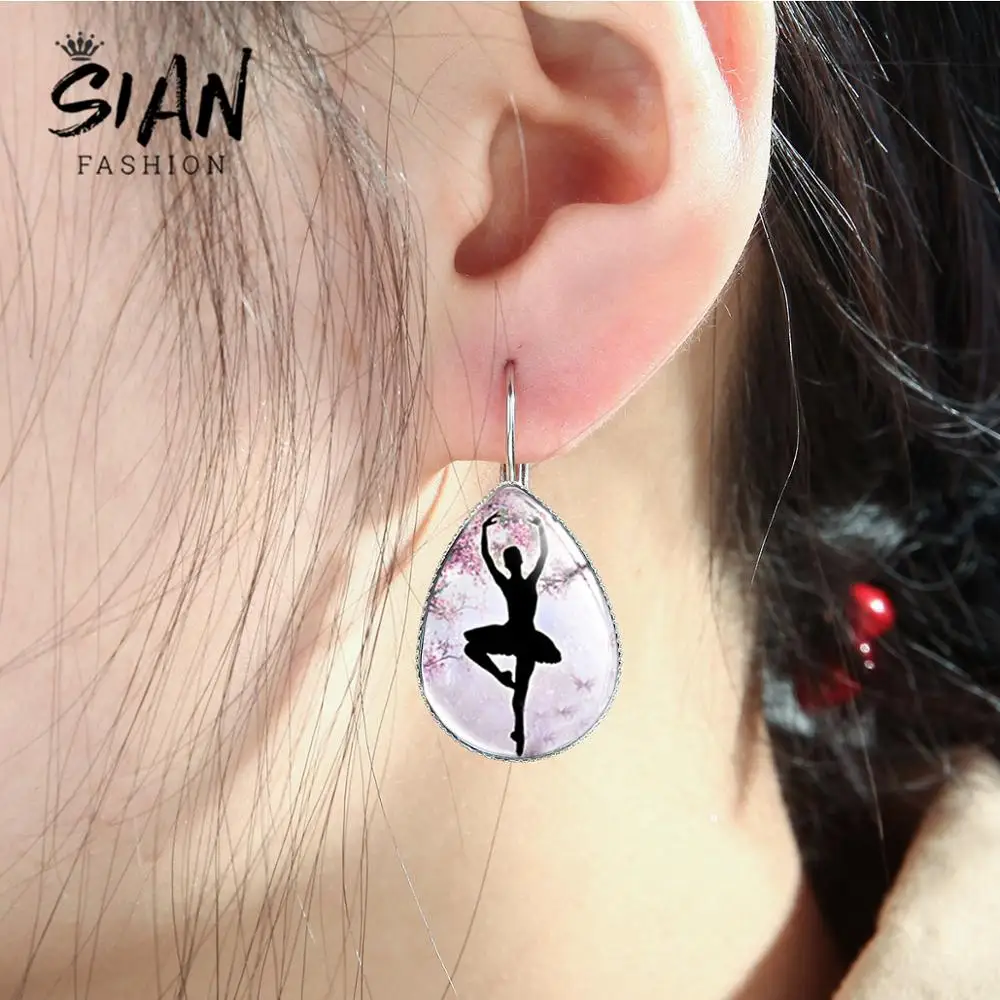 Азиатских 2019 очаровательные балетки серьги для танцовщиц силуэт балерины с