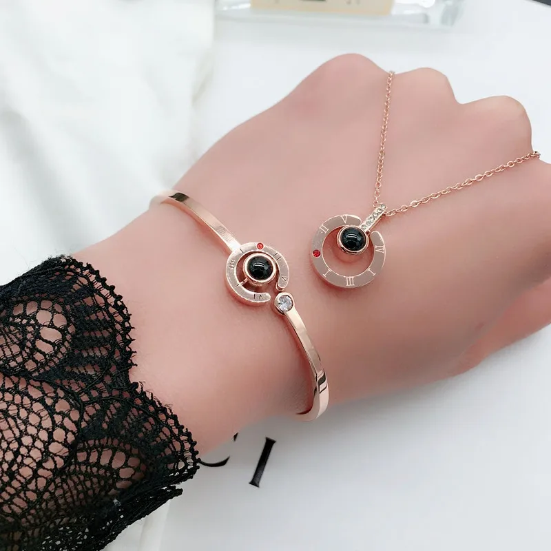 

New female drop shadow bracelet new creative titanium steel cuff bangle fashion jewelry rose gold bracelets wristlet jewel women