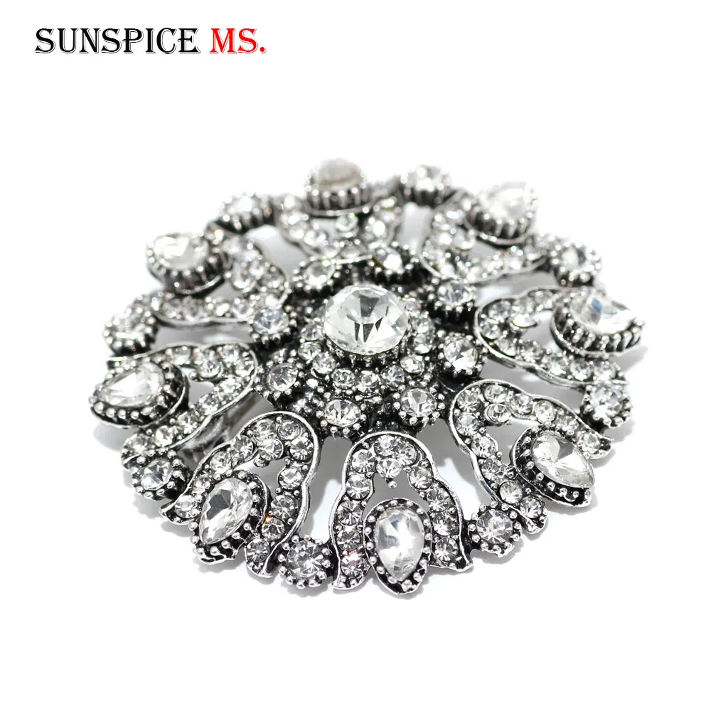 SUNSPICE MS Турецкая кристаллическая Цветочная антикварная брошь заколка золотого