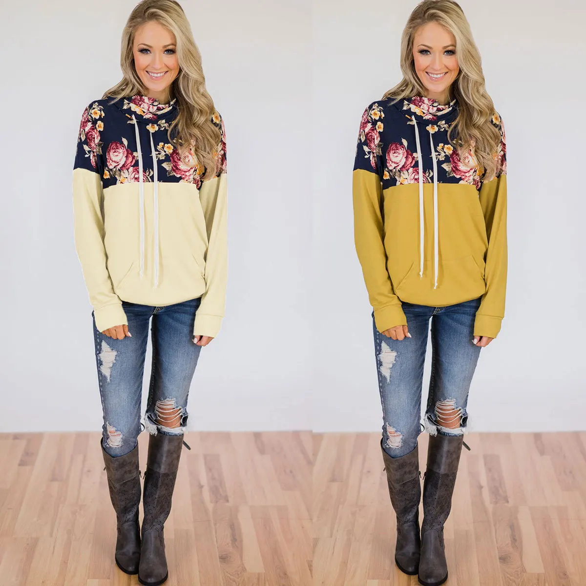 Новое поступление Весенняя модная Женская толстовка с цветочным принтом