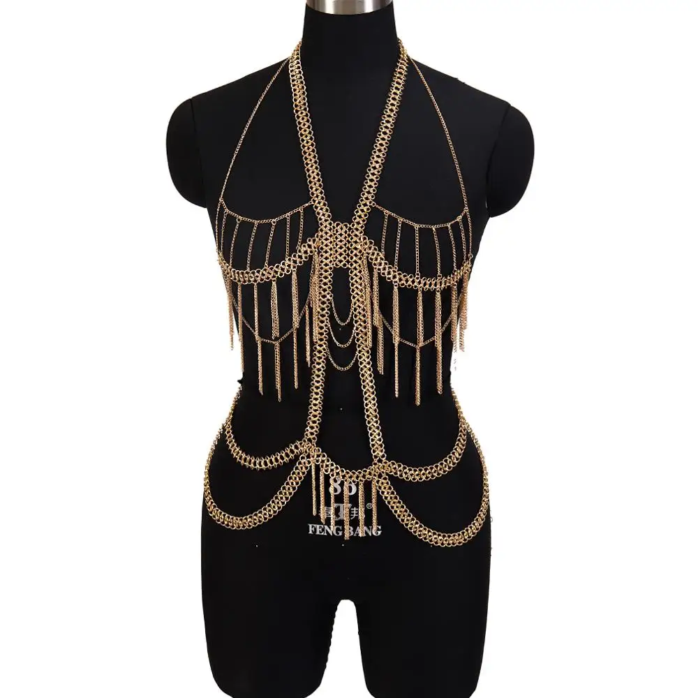 Красивый золотой портупея для бикини, пляжный, пояс с кисточками в богемном стиле рейв металлическое ювелирное ожерелье для женщин укороченный топ многослойный корпус цепи регулировки