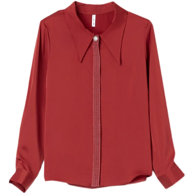 

Korean Fashion Silk Women Blouses Office Lady Shirts Satin Long Sleeve Womens Tops and Blouses Plus Size Women Blusas Largas