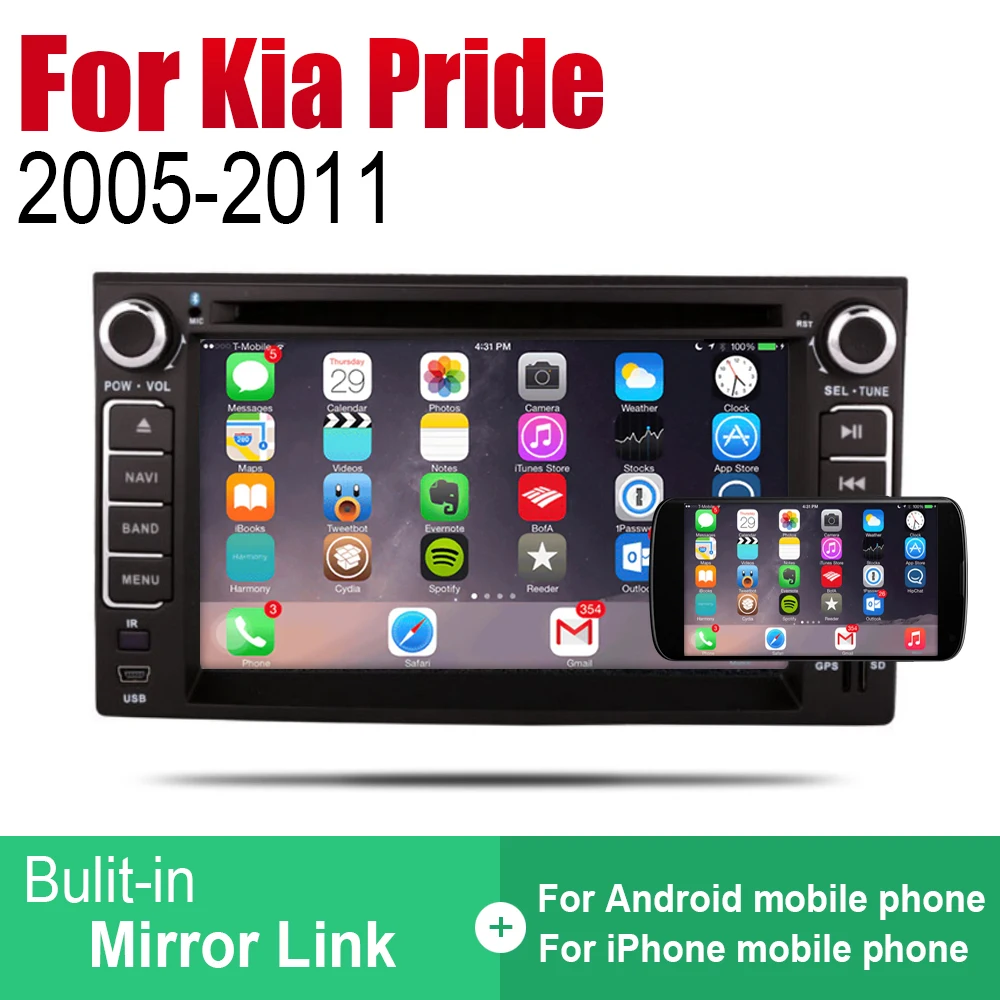 Автомобильный DVD-плеер GPS-навигация для Kia Pride Sedan 2005-2011 автомобильная магнитола