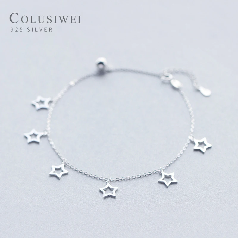 Colusiwei яркий цепь со звездами серебряные браслеты для женщин из натуральной 925