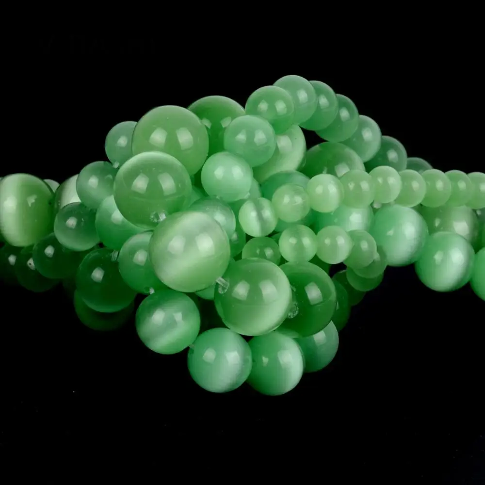 Круглый светильник с натуральным камнем кошачий глаз круглые бусины россыпью