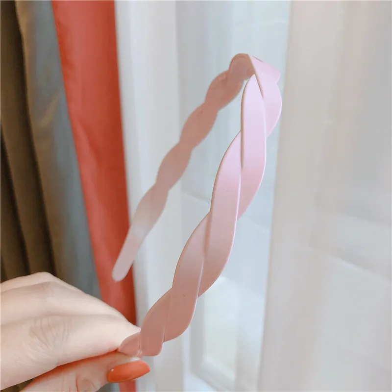 pink Новые матовые однотонные плетеные пластиковые повязки на голову для женщин и девочек, простые матовые повязки на голову - Цвет: pink