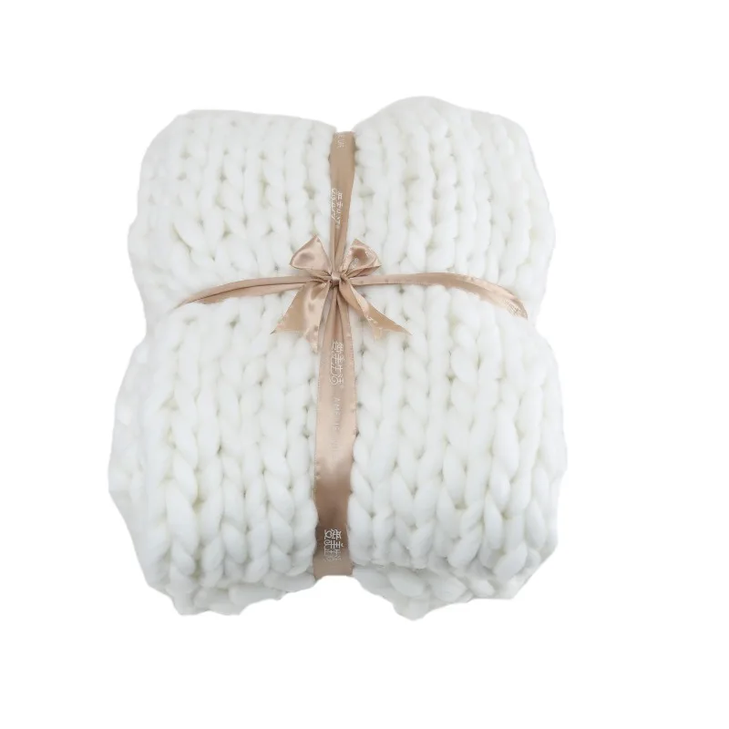 

Акриловые вязаные толстые разноцветные грубое вязаное одеяло тканые ручной вязки диван-кровать одеяло осенне-зимнее одеяло новый