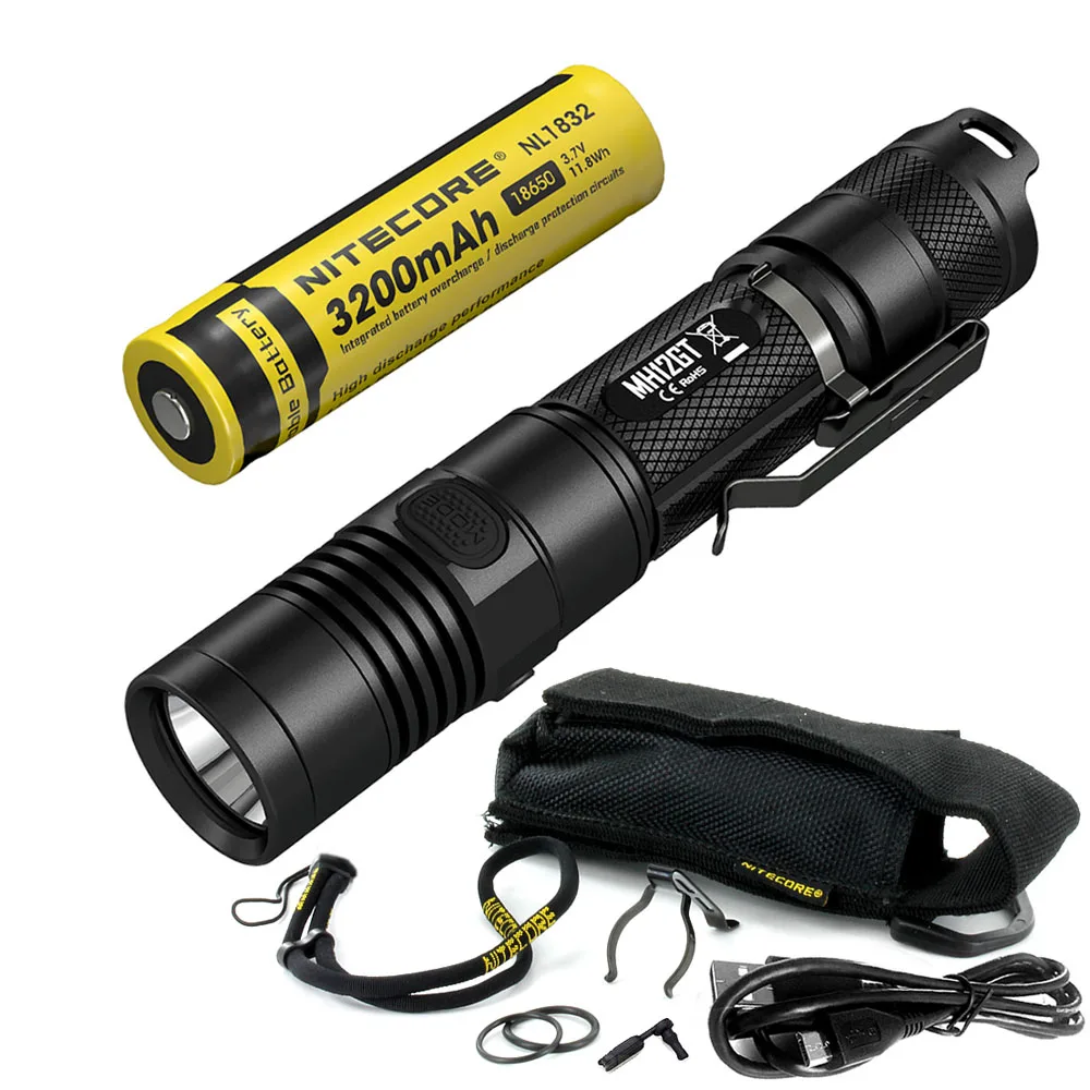 NITECORE MH12GT USB непосредственно заряжаемый фонарик CREE XP-L HI V3 светодиодный Луч расстояние 320 м Открытый спортивный факел поиск света - Испускаемый цвет: MH12GT NL1832