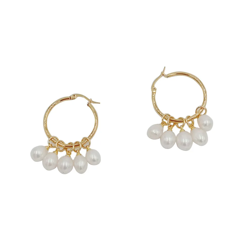 Серьги из нержавеющей стали с жемчугом 100% натуральный пресноводный жемчуг