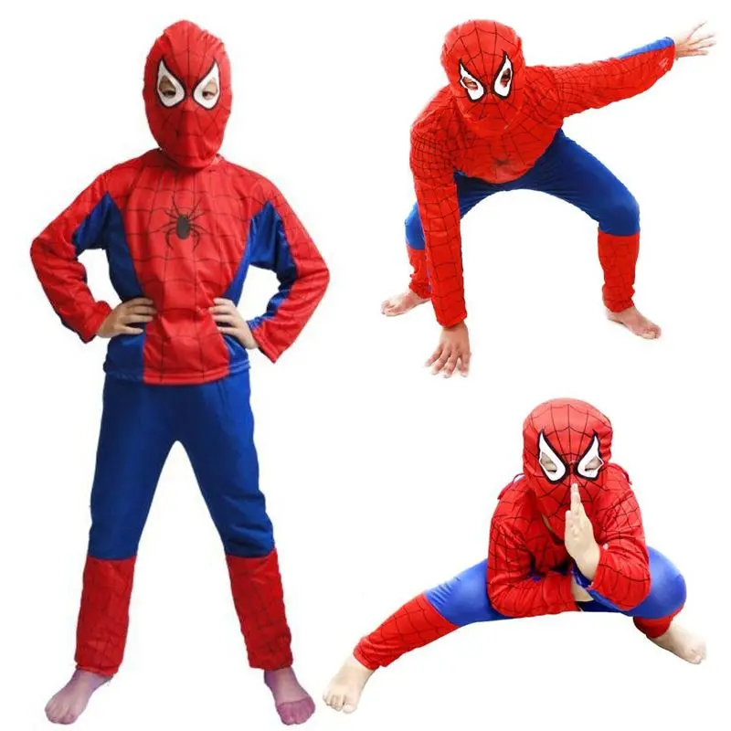 Kids Spiderman superhero Cosplay Costume Children Clothing Sets Long Sleeve Top+Pant+Mask Suit Halloween Party Toddler Baby |